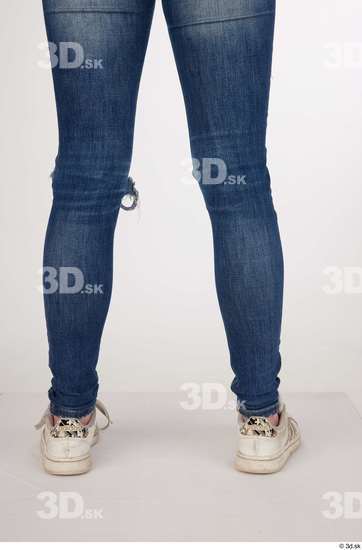 Olivia Sparkle blue jeans with holes calf casual dressed white sneakers  jpg