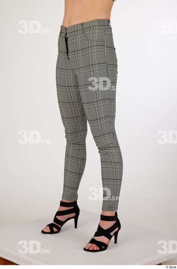 Olivia Sparkle black high heels sandals casual dressed grey checkered trousers leg lower body  jpg