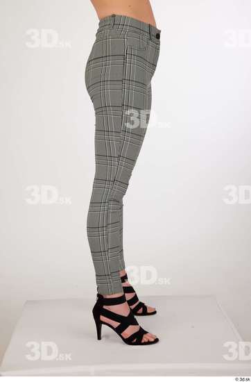 Olivia Sparkle black high heels sandals casual dressed grey checkered trousers leg lower body  jpg