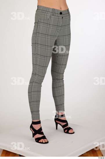 Olivia Sparkle black high heels sandals casual dressed grey checkered trousers leg lower body  jpg
