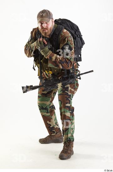 Weapons-Pistol Man Pose with pistol White Army Athletic Studio photo references