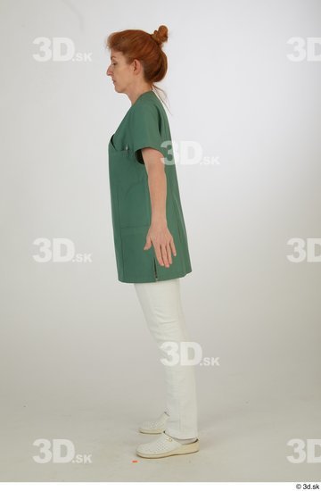 Woman White Uniform Slim Studio photo references