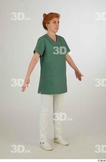 Woman White Uniform Slim Studio photo references