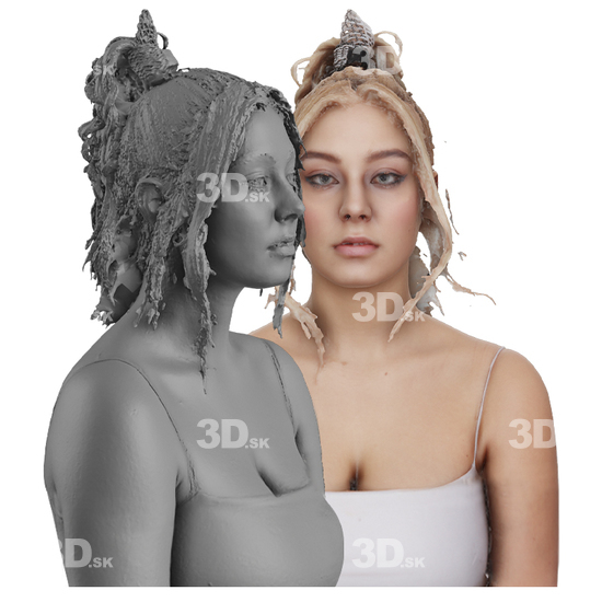 Head Woman White 3D Groom Raw