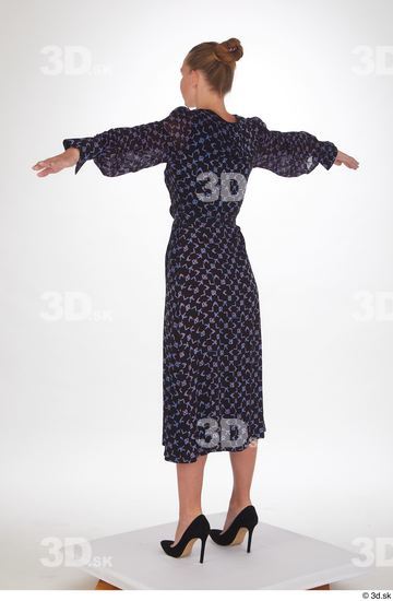 Arina Shy blue long sleeve dress casual dressed standing t poses whole body  jpg