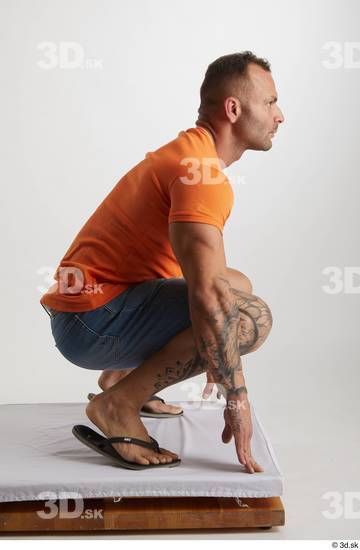 Man White Muscular Male Studio Poses