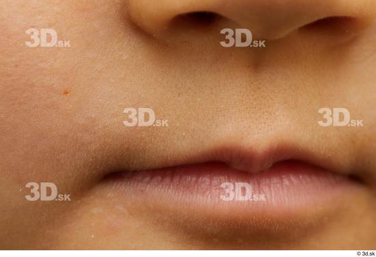 Woman Asian Slim Face Skin Textures