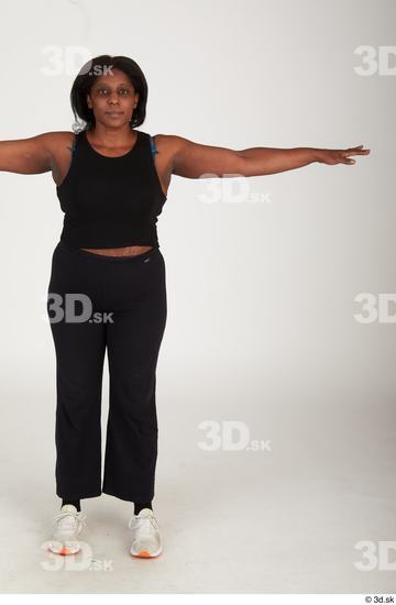 Whole Body Woman T poses Black Casual Chubby Standing Street photo references