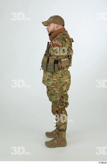 Whole Body Man T poses White Army Uniform Athletic Standing Street photo references