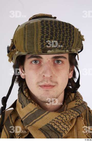 Face Head Man White Army Uniform Helmet Athletic Street photo references