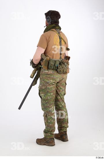 Whole Body Weapons-Rifle Man Pose with machine rifle White Athletic Studio photo references