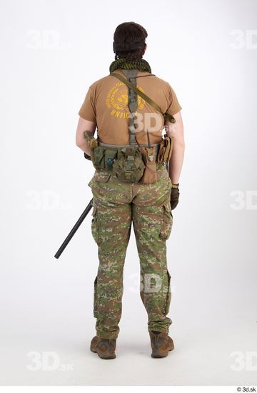 Whole Body Weapons-Rifle Man Pose with machine rifle White Athletic Studio photo references