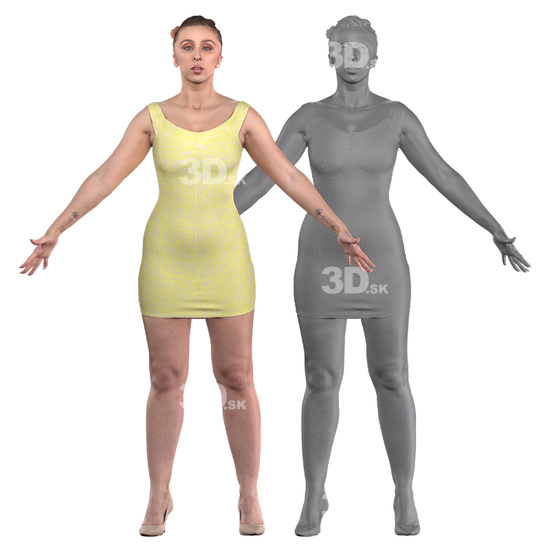 Whole Body Woman White 3D Clean A-Pose Bodies