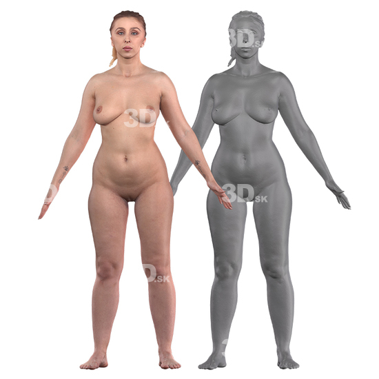 Whole Body Woman White 3D Clean A-Pose Bodies