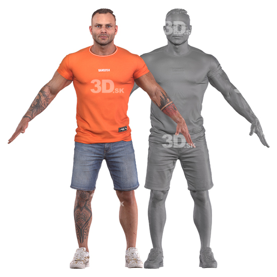 Whole Body Man White 3D Clean A-Pose Bodies