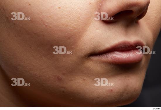 Woman White Slim Face Skin Textures