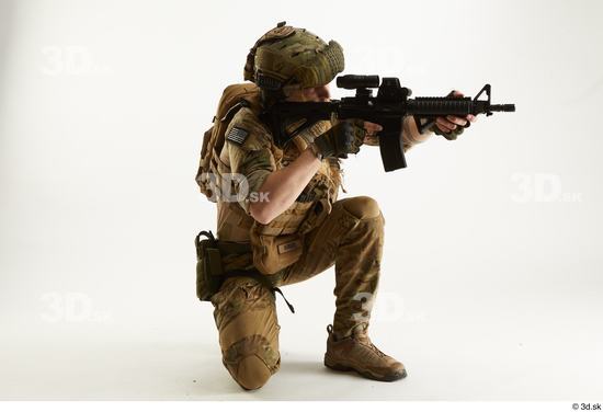 Whole Body Weapons-Rifle Man Pose with machine rifle White Army Athletic Studio photo references