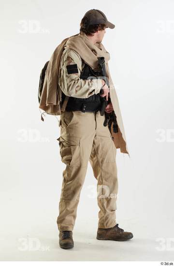 Whole Body Weapons-Rifle Man Pose with machine rifle White Army Athletic Studio photo references