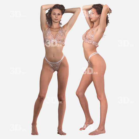 Whole Body Woman White 3D Scan Daily Pose