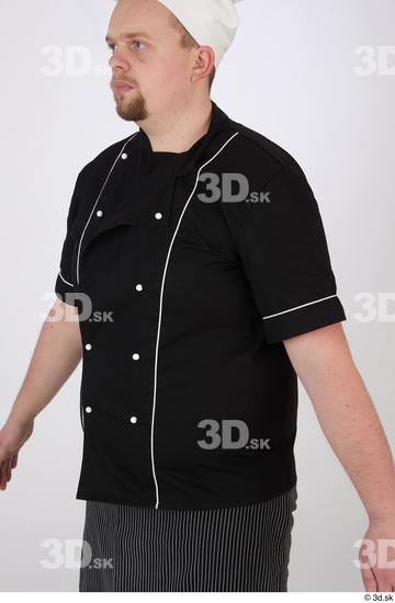 Whole Body Man White Uniform Chubby Bearded Studio photo references