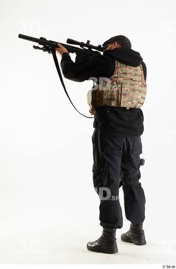 Whole Body Weapons-Rifle Man Pose with machine rifle White Army Athletic Bearded Studio photo references