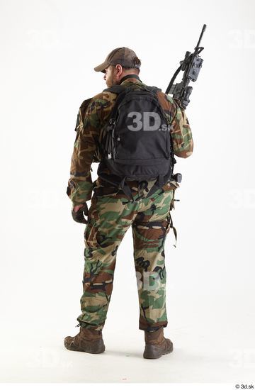 Whole Body Weapons-Rifle Man Pose with machine rifle White Army Athletic Bearded Studio photo references