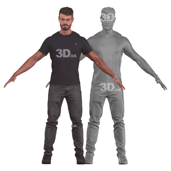 Whole Body Man White 3D Clean A-Pose Bodies