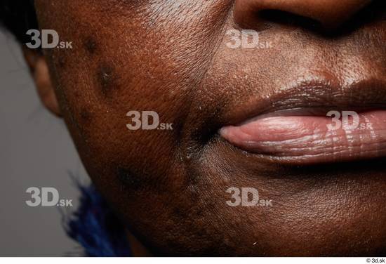 Face Mouth Skin Woman Black Chubby Wrinkles Studio photo references