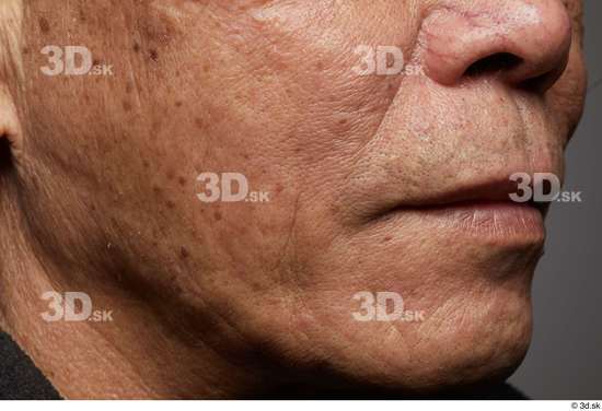 Face Mouth Nose Cheek Man Asian Slim Wrinkles Studio photo references