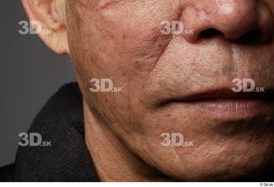 Face Mouth Nose Cheek Man Asian Slim Wrinkles Studio photo references