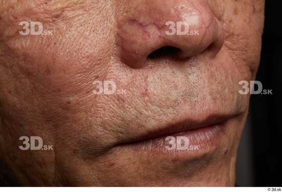 Face Mouth Nose Cheek Man Asian Slim Wrinkles Studio photo references