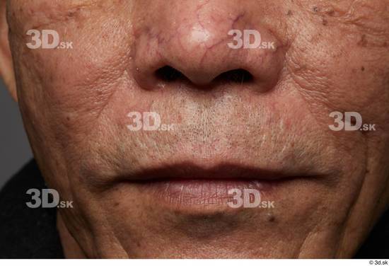 Face Mouth Nose Cheek Man Asian Slim Wrinkles Studio photo references