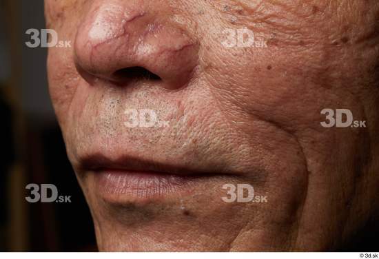 Face Mouth Nose Man Asian Slim Wrinkles Studio photo references