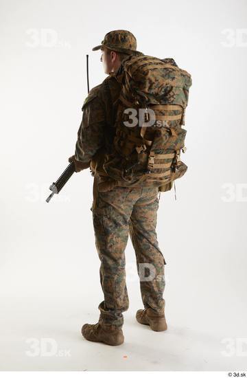 Whole Body Weapons-Rifle Man Pose with machine rifle White Army Athletic Studio photo references