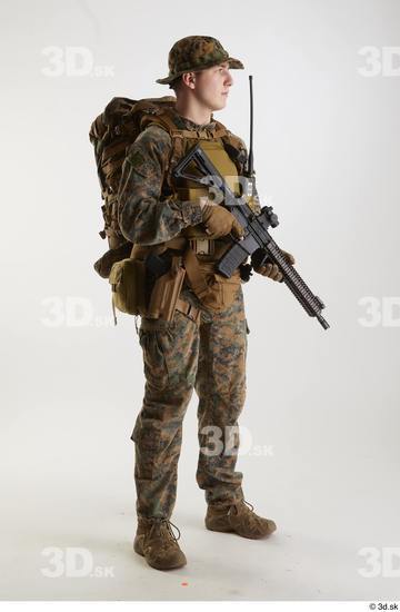 Whole Body Weapons-Rifle Man Pose with machine rifle White Army Athletic Studio photo references