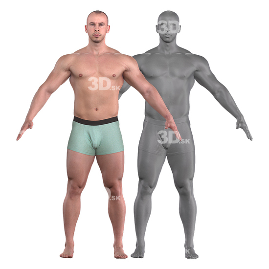 Whole Body Man White 3D Clean A-Pose Bodies