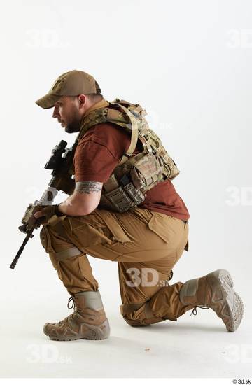 Whole Body Weapons-Rifle Man Pose with machine rifle White Army Athletic Bearded Studio photo references