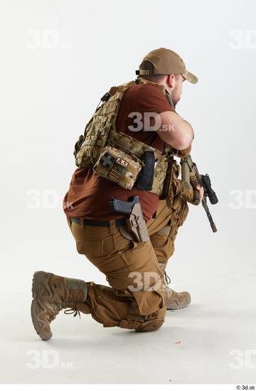 Whole Body Weapons-Rifle Man Pose with machine rifle White Army Athletic Bearded Studio photo references