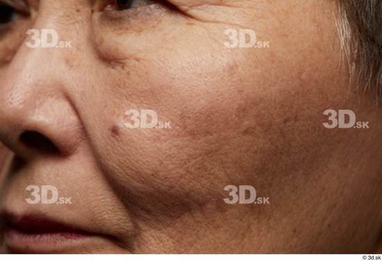 Woman Asian Chubby Face Skin Textures