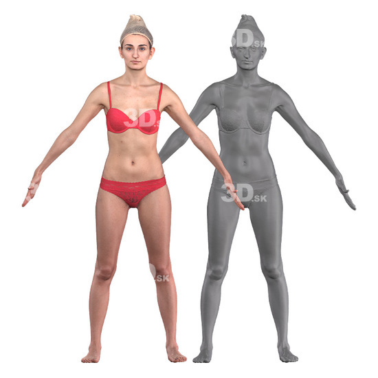 Whole Body Woman White 3D Clean A-Pose Bodies