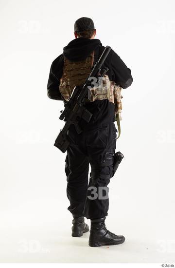 Whole Body Weapons-Rifle Man Pose with machine rifle White Army Athletic Bearded Studio photo references