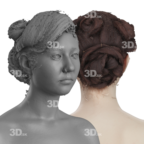 Head Woman White 3D Groom Raw