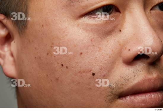 Man Asian Chubby Face Skin Textures