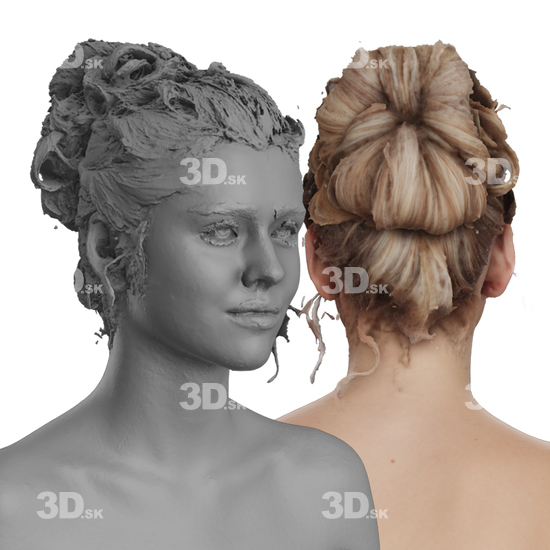 Head Woman White 3D Groom Raw