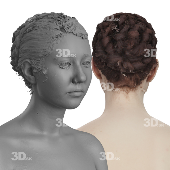 Head Woman White 3D Groom Raw