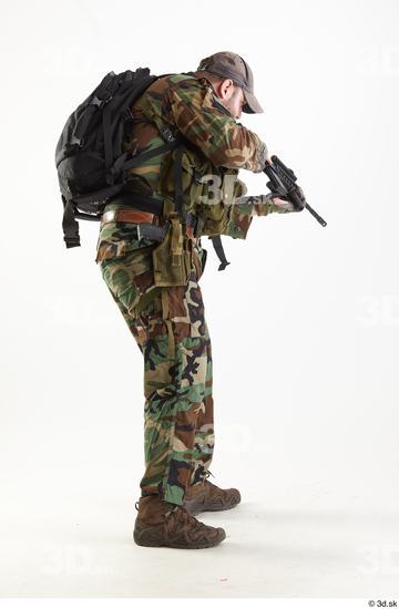 Whole Body Weapons-Rifle Man Pose with machine rifle White Army Athletic Bearded Studio photo references