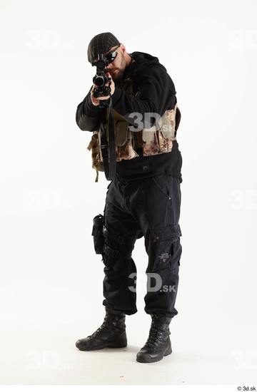 Whole Body Weapons-Rifle Man Pose with machine rifle White Army Athletic Bearded Studio photo references