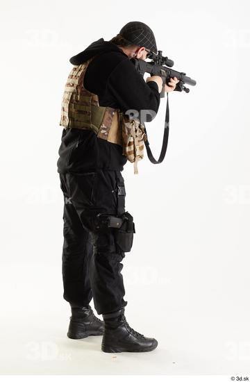 Whole Body Weapons-Rifle Man Pose with machine rifle White Army Athletic Bearded Studio photo references