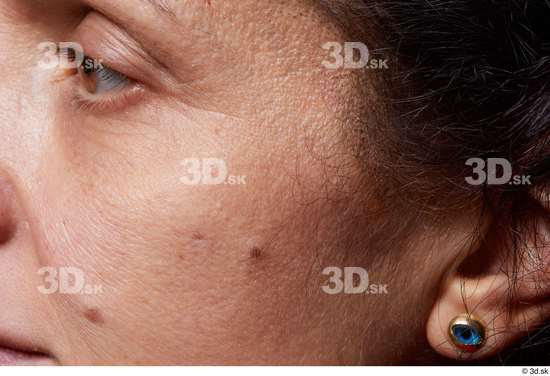 Eye Cheek Ear Hair Skin Woman Birthmarks Slim Wrinkles Studio photo references