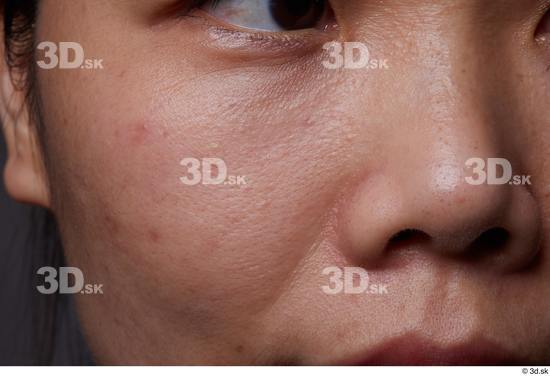 Face Nose Cheek Skin Woman Asian Slim Wrinkles Studio photo references